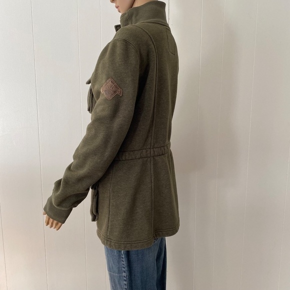 Beaver Canoe green full zip cotton blend jacket with drawstring waist size L - Picture 2 of 15